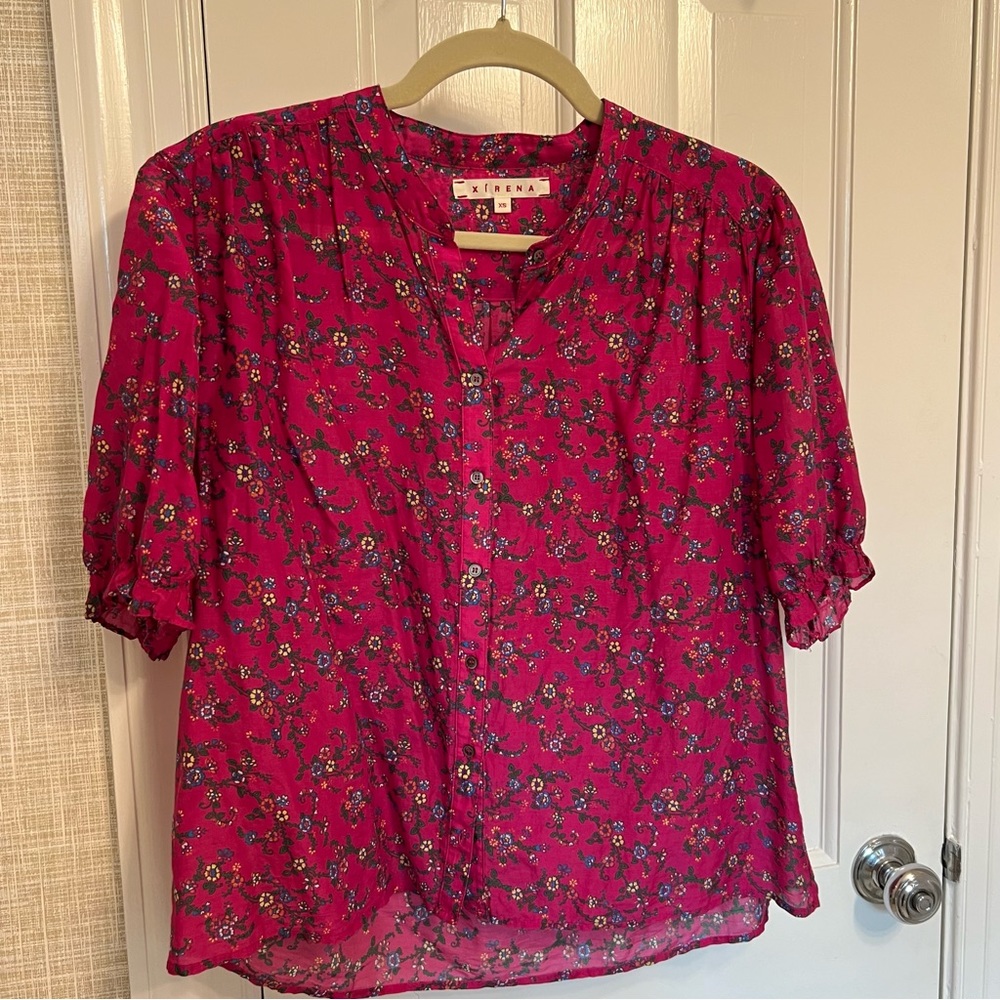 Xirena Pink Floral multicolor blouse XS